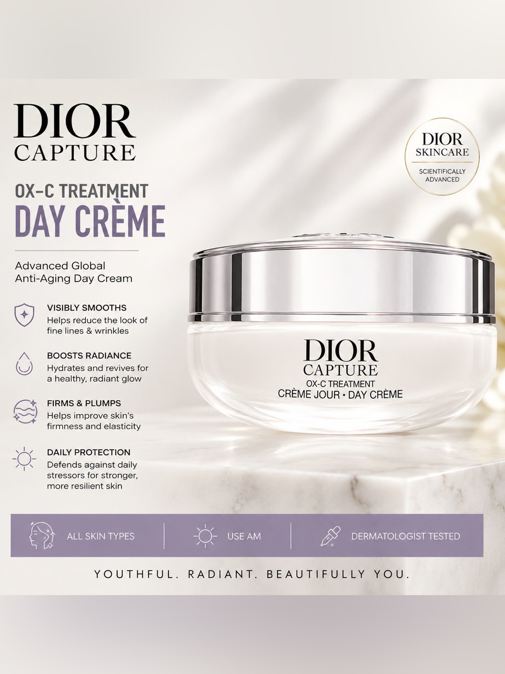Dior Capture Day Creme Face and Neck Cream 15 ml Anti-Aging Skincare NWOTNo Box